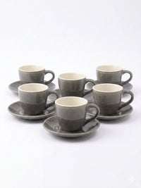 Grey Coffee Cup & Saucer Set – 6pcs