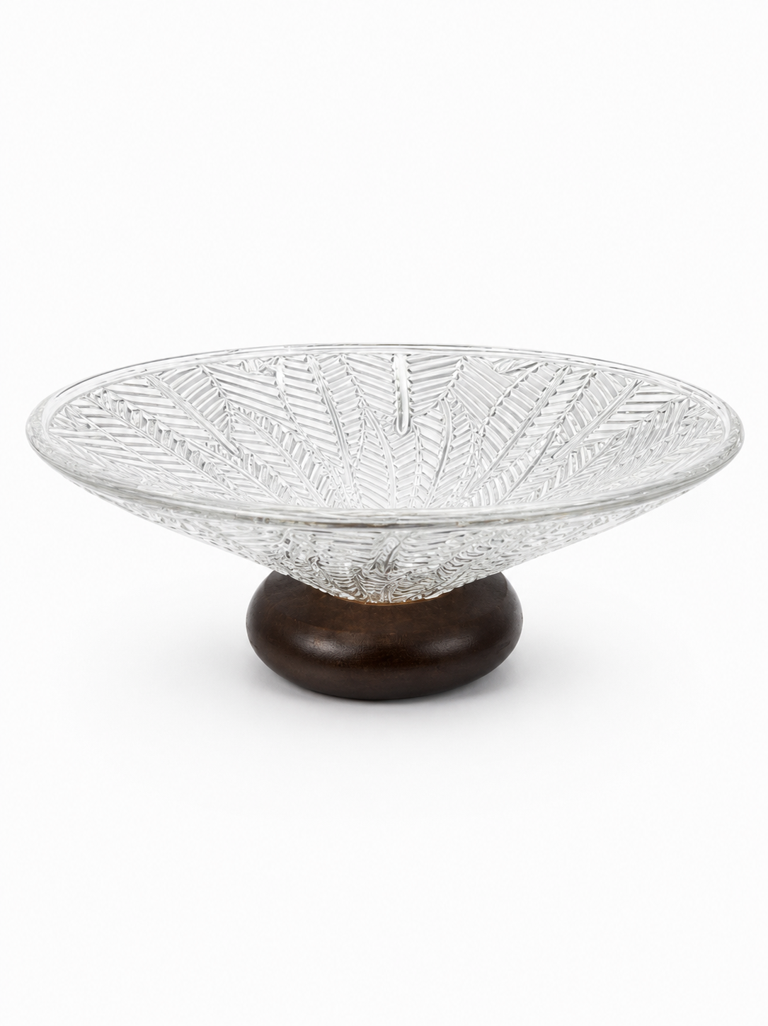 Glass Decorative Bowl with Wooden Base