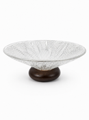 Glass Decorative Bowl with Wooden Base