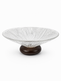 Glass Decorative Bowl with Wooden Base