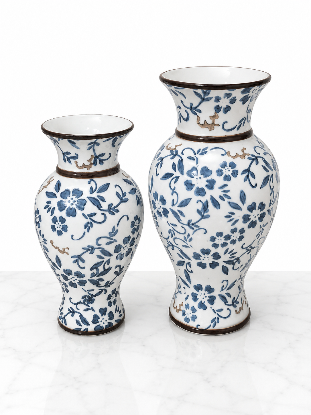 Classic Blue Floral Ceramic Vase