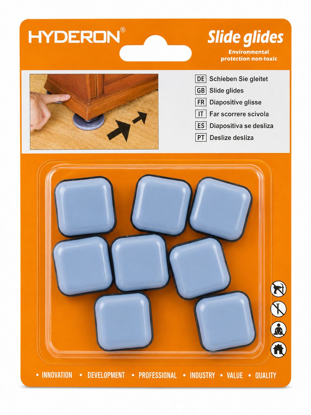 Square Furniture Slide Glides (8pcs)