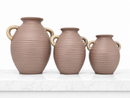 Brown Ribbed Rope Handle Vase