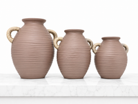 Brown Ribbed Rope Handle Vase