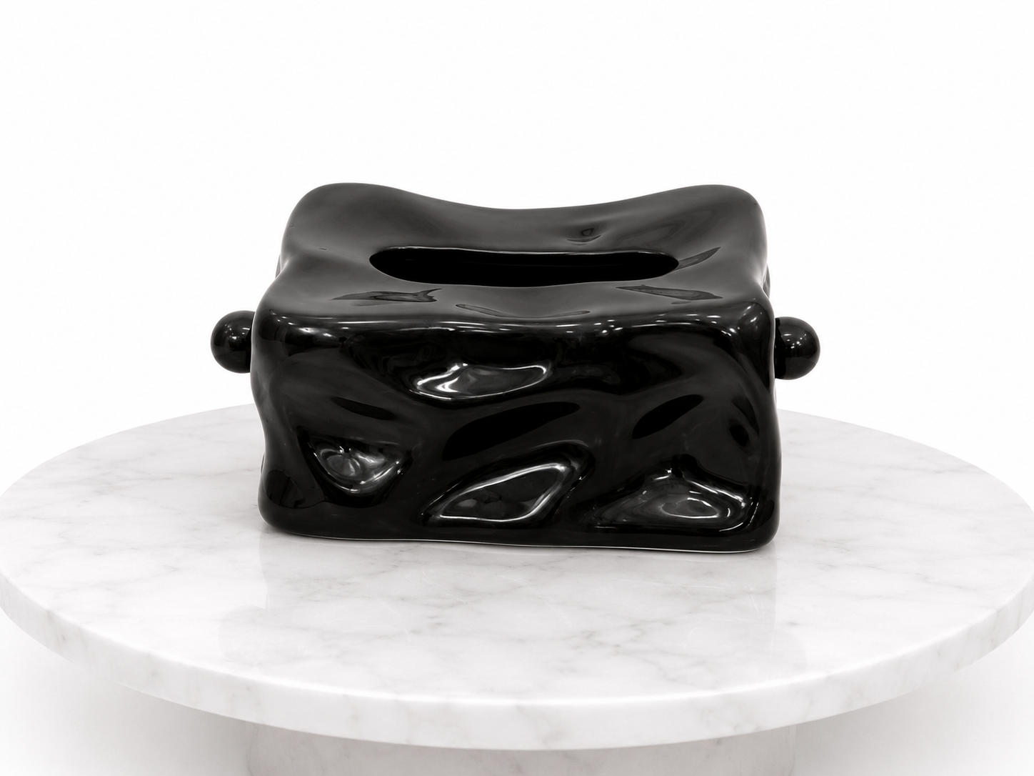 Black Abstract Ceramic Tissue Box
