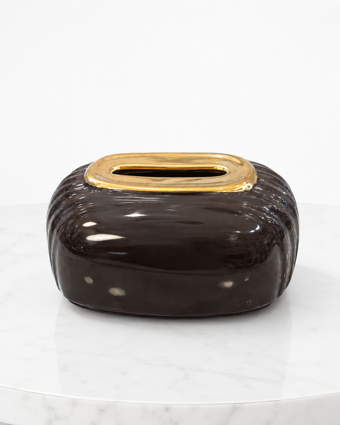Black Tissue Box with Gold Trim