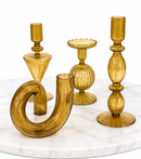 Amber Glass Candle Holder 5pcs Set