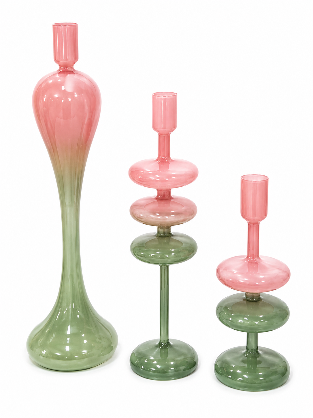 Pink&Green Glass Candle Holder