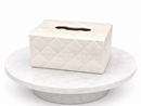 White Quilted Ceramic Tissue Box