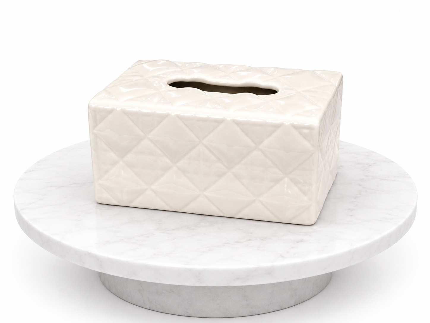 White Quilted Ceramic Tissue Box