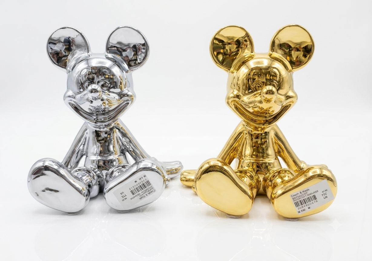 Sitting Mouse Sculpture-Silver/Gold
