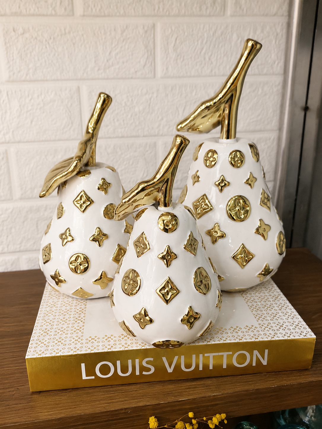 White&Gold Pear Decor Set 3PCS