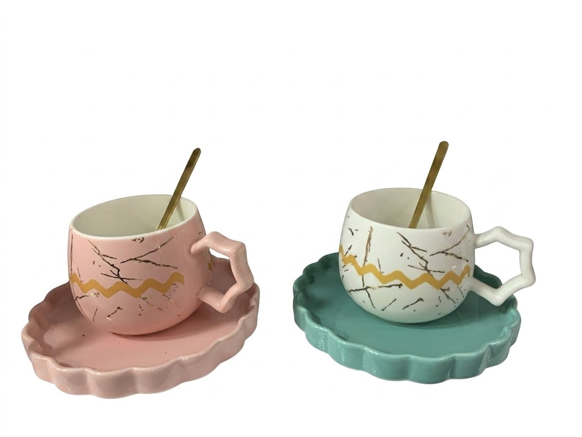 Marble Wave Cup & Saucer Set