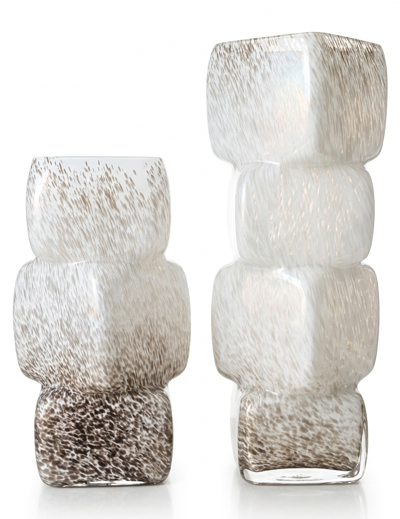 Sculptural Block Glass Vase