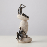 Balance Stone Couple Sculpture – Black