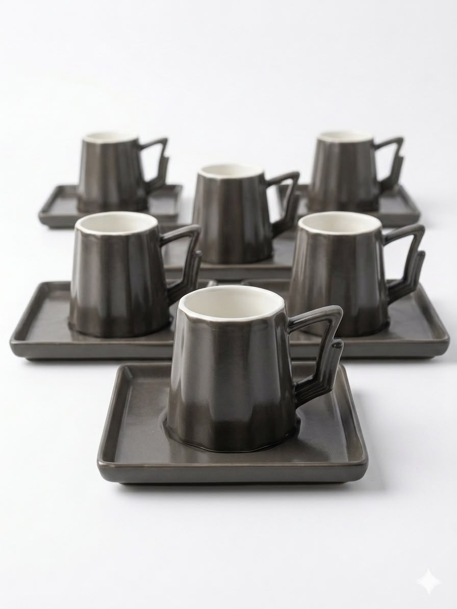 Classic 6pcs Coffee Cups - Black