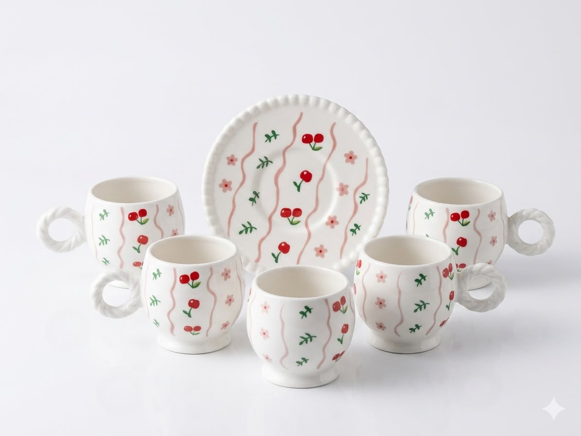 Cherry Blossom Coffee Set – 6pcs