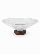Glass Decorative Bowl with Wooden Base