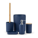 Blue Ribbed Bathroom Set