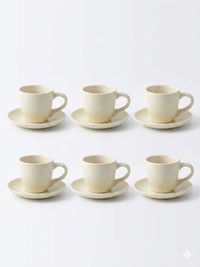 White Coffee Cup & Saucer Set – 6pcs