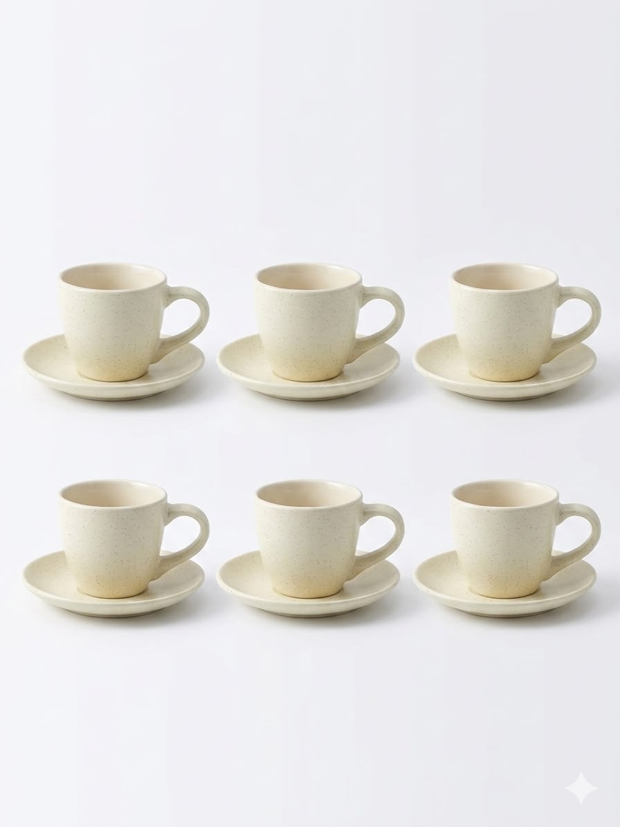 White Coffee Cup & Saucer Set – 6pcs