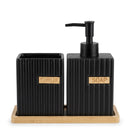 Black Bamboo Bath Organizer Set