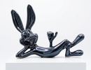 Reclining Bunny Decorative Figurine – Black Chrome