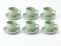 Mint Green Coffee Cup & Saucer Set – 6pcs